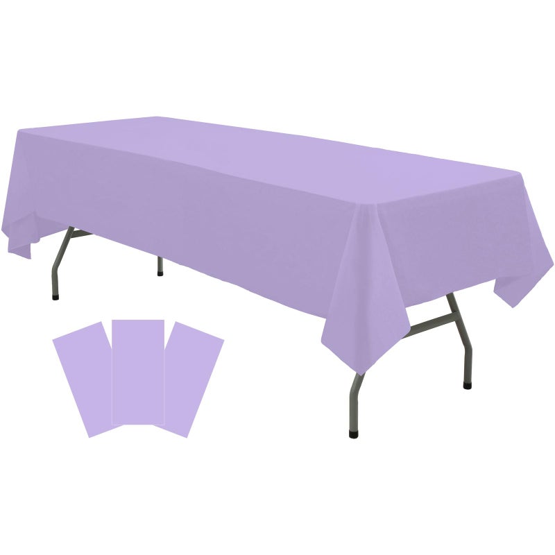 rebdng Plastic Lavender Tablecloths 3 Pack Mauve Disposable Table Covers 54"" x 108"" Lilac PEVA Table Cloths for Parties Bridal Shower Engagement Wedding Birthday Banquet  Fits 6 to 8 Foot Rectangle Tables - Image 1